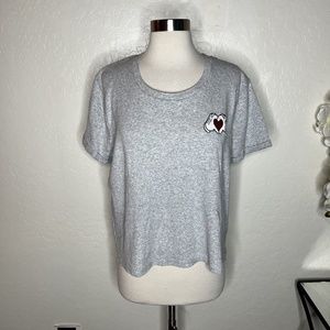 Disney Store Womens Mickey Mouse Heart Hands T Shirt Tee Size L Large Gray